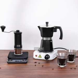 HIGHWIN 6 pezzi portatile Espresso Moka Set manuale macinacaffè tazza da caffè in vetro <span class=keywords><strong>borosilicato</strong></span> per viaggi in campeggio - Product Image 2