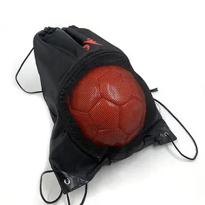 신상품 체육관 스포츠 가방 맞춤형 졸라매는 끈 가방 메쉬 포켓이있는 축구 또는 농구 가방