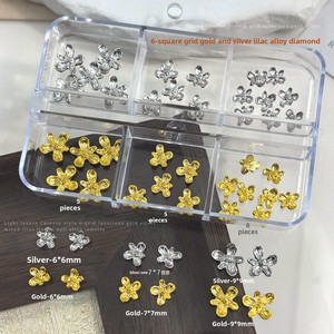 Ensemble d'accessoires pour nail art en alliage, motif fleur <span class=keywords><strong>de</strong></span> <span class=keywords><strong>clou</strong></span> <span class=keywords><strong>de</strong></span> <span class=keywords><strong>girofle</strong></span>, style chinois rétro, luxe léger, argenté, 6 compartiments, logo personnalisé, produit transfrontalier très vendu - Product Image 2