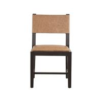 Chaise de salle à manger contemporaine en cuir et bois massif avec revêtement en cuir de vachette et accoudoirs/dossier pour mobilier de maison