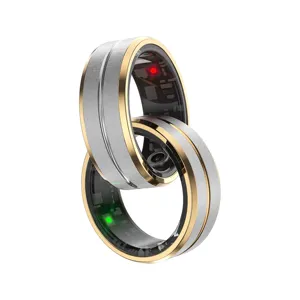 טבעת חכמה מפלדה 2024 מעקב בריאות וכושר עם קצב לב שינה NFC תכונות מיקרופון טבעת חכמה