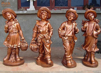 Statues de jardin personnalisées mignons petits anges, taille réelle, sculpture en bronze, artisanat en métal