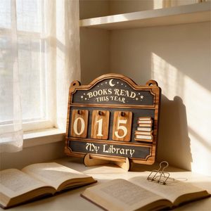 Nouveauté : Compteur de livres en bois pour les amateurs de livres et la décoration intérieure – Présentoir de comptage de livres, Ornement de bureau, Panneaux de comptage de livres lus - Product Image 2