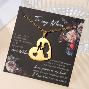 Collar para el Día de la Madre, Chapado en Oro de 18K, Colgante de Corazón de Acero Inoxidable, Regalo para Mamá e Hija - Product Image 3