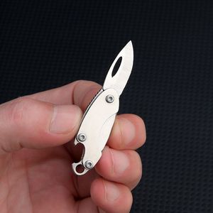 Mini couteau pliant en acier inoxydable avec ouvre-bouteille, porte-clés, outil de coupe compact multi-usages - Product Image 4