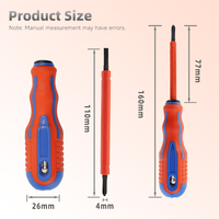 Testeur de tension HannaH, stylo testeur 4x110mm à double tête, tournevis antidérapant 80V-500V, modèle de réparation électrique 8075 160mm PP TPR