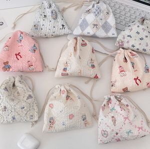 2025 оптовая продажа, Подарочная сумка для хранения цветов для девочек, холщовая косметическая сумка на шнурке, Большая вместительная сумка для украшений с цветами - Product Image 3