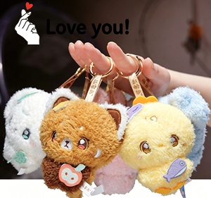 Ensemble de porte-clés en peluche animaux de dessin animé mignons, breloques de sac moelleuses Kawaii, pendentifs en peluche pour filles, enfants, sacs <span class=keywords><strong>à</strong></span> dos et sacs <span class=keywords><strong>à</strong></span> main - Product Image 5