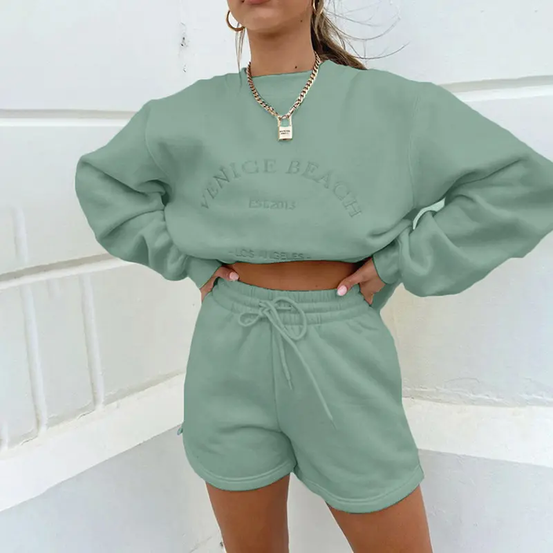 custom hoodie and shorts set women 2 piece sets oversize sweater and shorts long sleeve hoodies for women