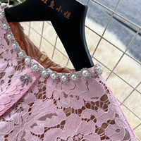 Robe en dentelle à col rond et manches courtes pour femme : Robe de soirée longue haut de gamme, ajustée, style sirène