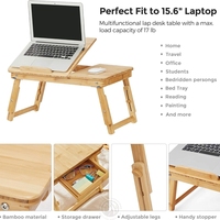 Support d'ordinateur portable réglable en bois de bambou Portable pratique pliable en bois Table d'ordinateur portable bureau pour chambre et salon Design Simple