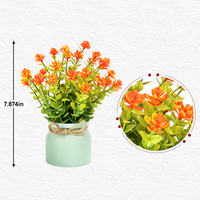 Bonsaï artificiel dégradé orange en pot, fleurs mélangées, décoration en ficelle, pot en plastique, centre de table floral pour mariage, décoration de table à domicile HT51