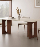Ensemble table et chaises de salle à manger rectangulaire moderne, écologique, style italien de luxe léger, plateau en résine, idéal pour les petits appartements