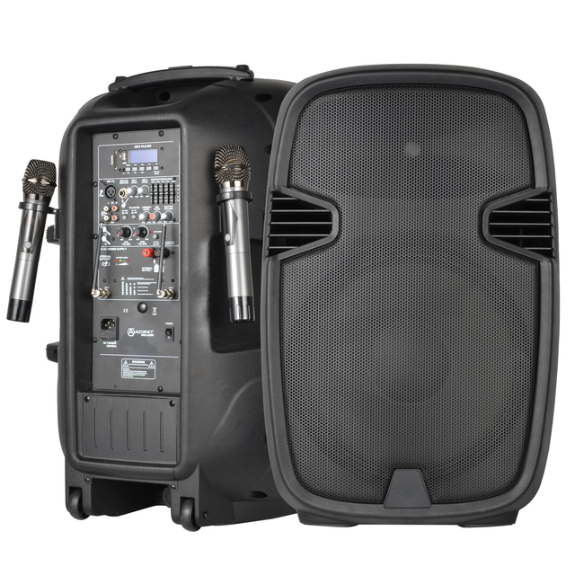 Accuracy Pro Audio PMLT15AUH 120W Professional Audio Sound System Amplifier D Speaker Active Rechargeable Plastic Speaker