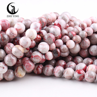 Perles de cinabre naturelles Zhe Ying 6/8/10 mm, perles de pierre pour la fabrication de bijoux, perles de pierre de cinabre naturelles
