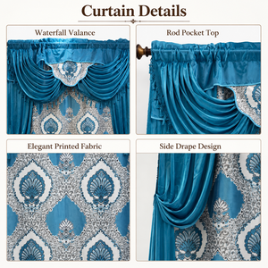 LILIANNA <span class=keywords><strong>Cortinas</strong></span> de Lujo con Borlas y Volantes de Jacquard, <span class=keywords><strong>Cortinas</strong></span> Opacas con Bolsillo para Varilla para Sala de Estar, Paquete de 2 - Product Image 4
