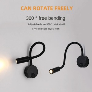 Lampe murale de lecture LED 3W à col de cygne, flexible et réglable avec interrupteur, pour le travail et l'étude, montage mural, 85-265V, lampe de chevet pour chambre à coucher - Product Image 6