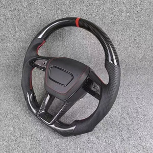 Volant sport en fibre de carbone <span class=keywords><strong>Audi</strong></span> RS4 A6 A7 S6 RS6 S7 RS7 avec écran LED et palettes de changement de vitesse (<span class=keywords><strong>Rouge</strong></span> 2017-2024) - Product Image 6