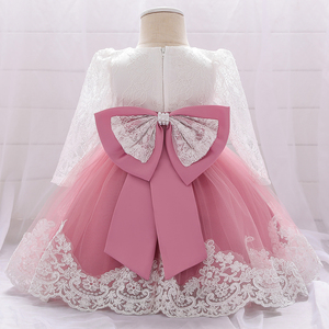 Vestido <span class=keywords><strong>de</strong></span> <span class=keywords><strong>Bautizo</strong></span> MQATZ <span class=keywords><strong>para</strong></span> Bebé Niña <span class=keywords><strong>de</strong></span> 3 a 24 Meses, Encaje, Manga Larga, Ropa Infantil, Primer Cumpleaños, Lindo Vestido <span class=keywords><strong>de</strong></span> Fiesta con Flores L1940XZ - Product Image 5
