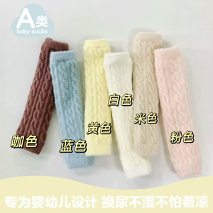 Calcetines gruesos de lana de doble cara por encima de la rodilla para bebés y niños pequeños, cálidos y cómodos para otoño e invierno, para uso en interiores - Product Image 4