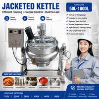 Bouilloire industrielle à double paroi 100-600L Pâte de curry Marmite Caramel Bonbons au caramel Sauce chili Machine de cuisson au gaz avec mélangeur