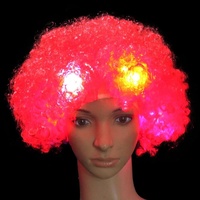Perruque de cheveux colorés rougeoyants lumineux pour la fête Halloween nouvel an LED Clown Afro perruques avec des accessoires de Cosplay légers couvre-chef bouclés au néon