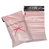 Minfly Sac en poly OPP rose personnalisé Enveloppes de sac de livraison imprimées avec logo doré pour achats et courriers