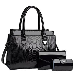New Three Piece Set Versatile Fashion Retro Crocodile Pattern Simple And Elegant Temperament Bags Women Handbags Lady