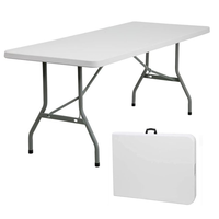 Table pliante rectangulaire en plastique blanc portable pour 8 à 10 personnes, 5 à 6 pieds, mobilier de banquet moderne pour événements en plein air