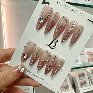 <span class=keywords><strong>Faux</strong></span> ongles français 3D faits main en diamant, réutilisables, personnalisables avec étiquette privée, vente en gros - Product Image 2