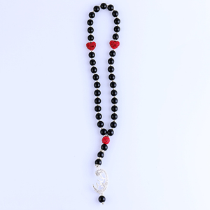 Cuentas de <span class=keywords><strong>perla</strong></span> <span class=keywords><strong>negra</strong></span> de imitación de ABS, borlas musulmanas de Tasbeeh para rezos islámicos con colgante de Dios - Product Image 3