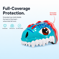 Casque de vélo pour enfants 3D T-Rex Dinosaure, design cool de dessin animé, réglable, pour scooter, skateboard, équipement de protection pour tout-petits