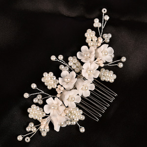 หวีเสียบ<span class=keywords><strong>ผม</strong></span>ไข่มุกสีขาวทำมือสำหรับผู้หญิงอุปกรณ์เสริมทรง<span class=keywords><strong>ผม</strong></span>สำหรับงานแต่งงานของเจ้าสาว - Product Image 5