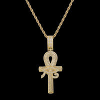 Bijoux en gros AAA CZ bijoux en or l'oeil d'horus ankh croix pendentif collier