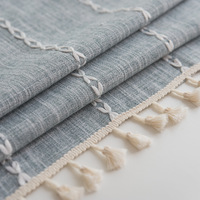 Nappe brodée en coton lin rectangle de couleur unie avec glands couverture de table à manger rectangulaire produits Hometextile
