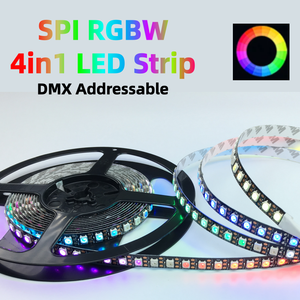Bande LED adressable RGBW RGBIC SPI DMX à effet de poursuite DC5V SMD SK6812/WS2812 IP20/68 avec contrôle TUYA/capteur pour éclairage de fête/scène - Product Image 1