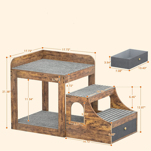 Bruin Hout Super Grote Indoor Kat Hond Bed Huis Huisdier Stapelbed Huisdier Raam Baars - Product Image 3