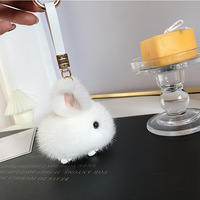 Mignon Mini Jade Lapin Clé Pendentif Doux Fourrure De Vison Lapin Lumière Porte-clés Lapin Mort Sac Pendentif