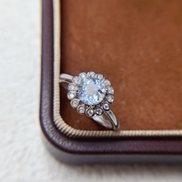 Factory Hot Sale Wholesale Custom 925 Sterling Silver Natural Aquamarine Ring March Birthstone Fine Jewelry for Women OEM ODM