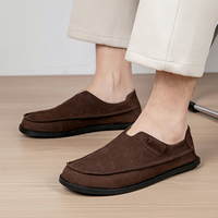 Mocassins en cuir véritable pour hommes, deux pièces, souples et confortables, chaussures décontractées monobloc, rembourrées, élargies, antidérapantes, toutes saisons