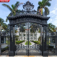 Portail double en fer forgé noir YOUFINE, décoration d'entrée de villa de luxe