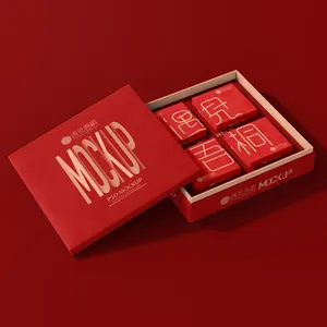 Caja de embalaje de papel de grado alimenticio personalizada de lujo, juego de embalaje de pastel de luna de boda con bolsa de regalo, caja de regalo de papel del Festival del Medio Otoño