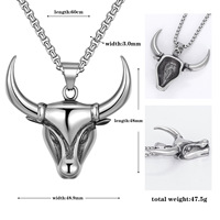 Kalung Liontin Sapi MECYLIFE dari Baja Anti Karat, Kalung Tanduk Kerbau, Perhiasan Hiphop Pria, Kalung Banteng