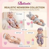 Poupées Bébés Reborn Belinda 12 Pouces en Vinyle Réalistes avec Sucette et Hochet – Jouets et Cadeaux pour Bébés Reborn