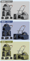 Portable Double Pet Carriers Pliable 4 Roues Poussettes En Aluminium avec Tissu Oxford Matériel pour Petits Chiens Chats Voyage En Plein Air