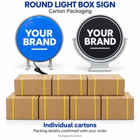 Vente directe d'usine, panneau publicitaire LED rond mince à fixation murale, boîte à lumière rotative, boîte à lumière double face