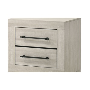 Comodino Contemporaneo Grigio Chiaro con 2 Cassetti e Maniglie in Metallo, Arredamento per Camera da Letto - Product Image 2