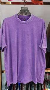 Maglietta di alta qualità in cotone 100% lavato con acido T-Shirt oversize da uomo maglietta Vintage lavata con pietra bianca - Product Image 6