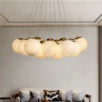 Lustres en albâtre sur mesure, style décoratif moderne, pour hôtels, villas, duplex, bureaux de vente, emballage personnalisable