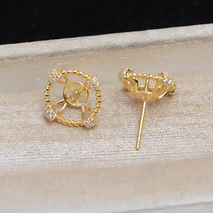 Support de boucles d'oreilles torsadées en argent S925 JG5352, boucles d'oreilles coréennes DIY, accessoires de perles 9-9,5 mm, composants de bijoux - Product Image 3